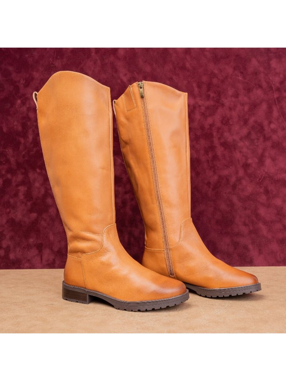 Nordstrom Women Oliver Caramel Leather Zip Equestrian Riding Tall Boots sz 6
